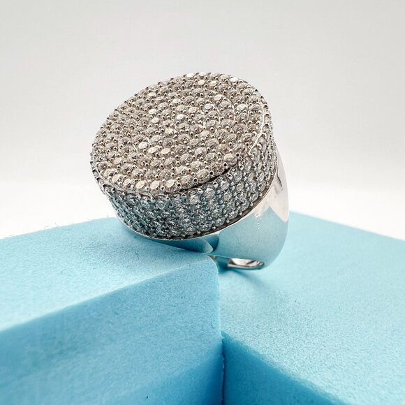 925 Sterling Sliver Moissanite Designer Circle Elevated Ring, 3.77ctw VVS Stones - Picture 6 of 7